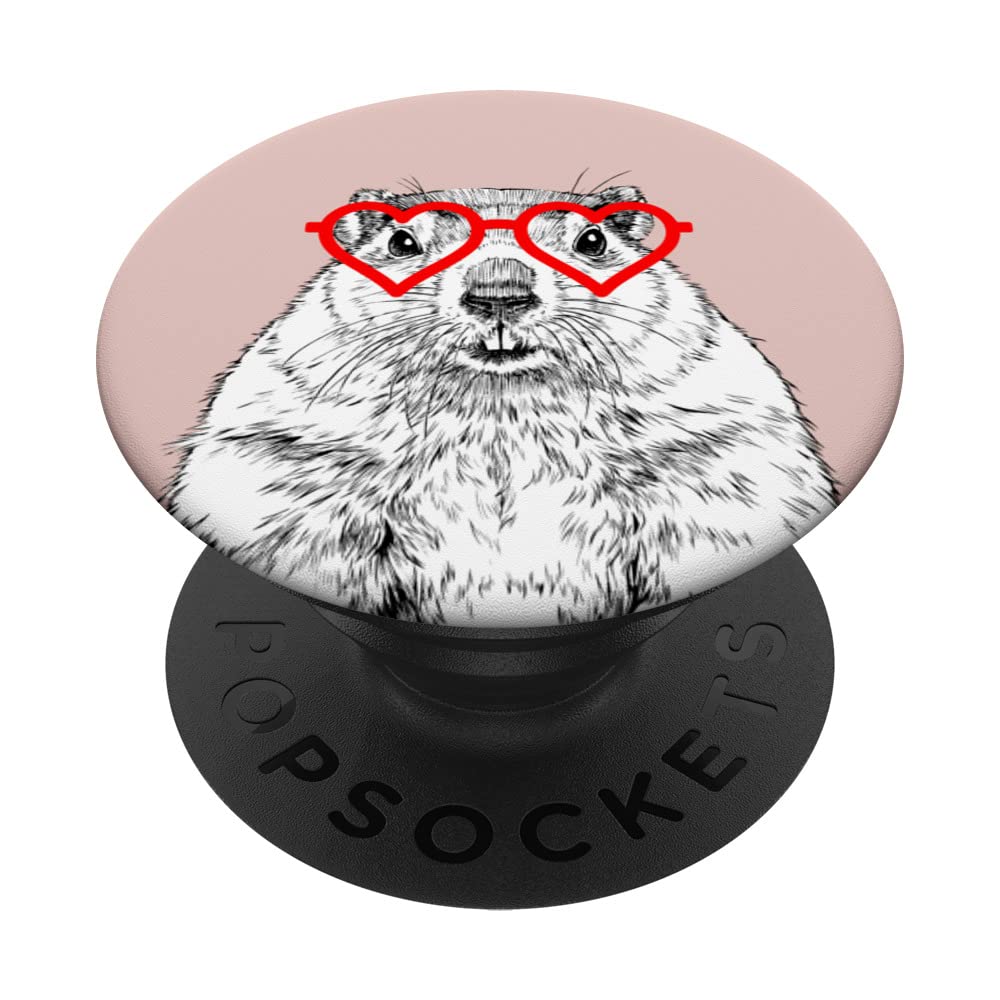Groundhog Valentines Day Animal Lovers. PopSockets Swappable PopGrip