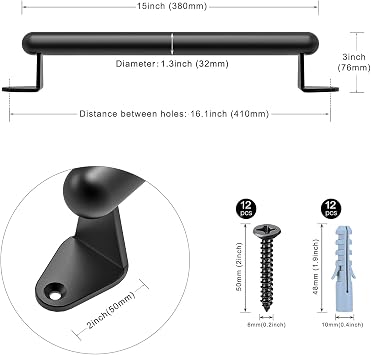 SELEWARE 17 Inch Black Playground Safety Handles, 6 Pack Metal Grab Bars