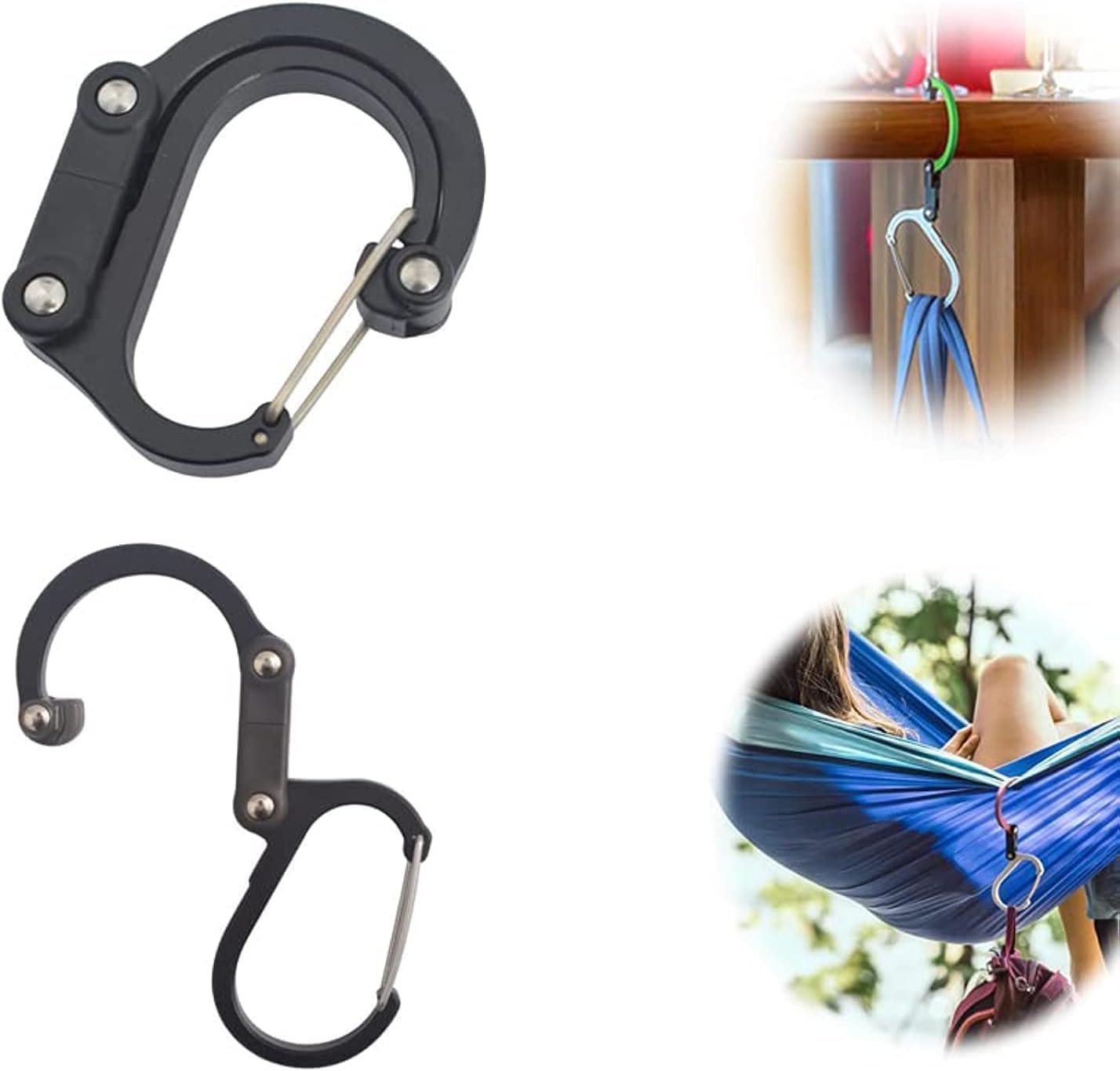 Carabiner Clip, 50 lbs Heavy Duty D Shaped Spring Hook Small Carabiners