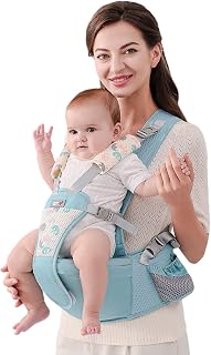 SONARIN Einfache Babytrage Hüftsitz,Multifunktionale Atmungsaktive Babytragetasche Baby Hüftsitz Kindertrage Ergonomische Baby Tragesystem Bauchtrage Rückentrage für 0-36 Monate(Grün)