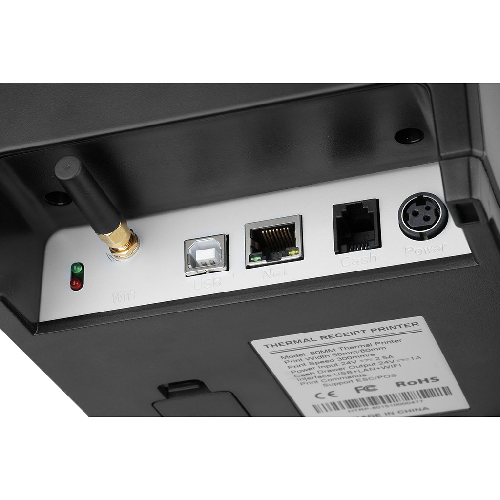 EXCELVAN Senza Fili Stampanti a Matrice WiFi 300mm/sec 80mm Auto-Cut Stampante Termica DOT ESC/POS Wireless Thermal Receipt Stampante USB Ethernet Port