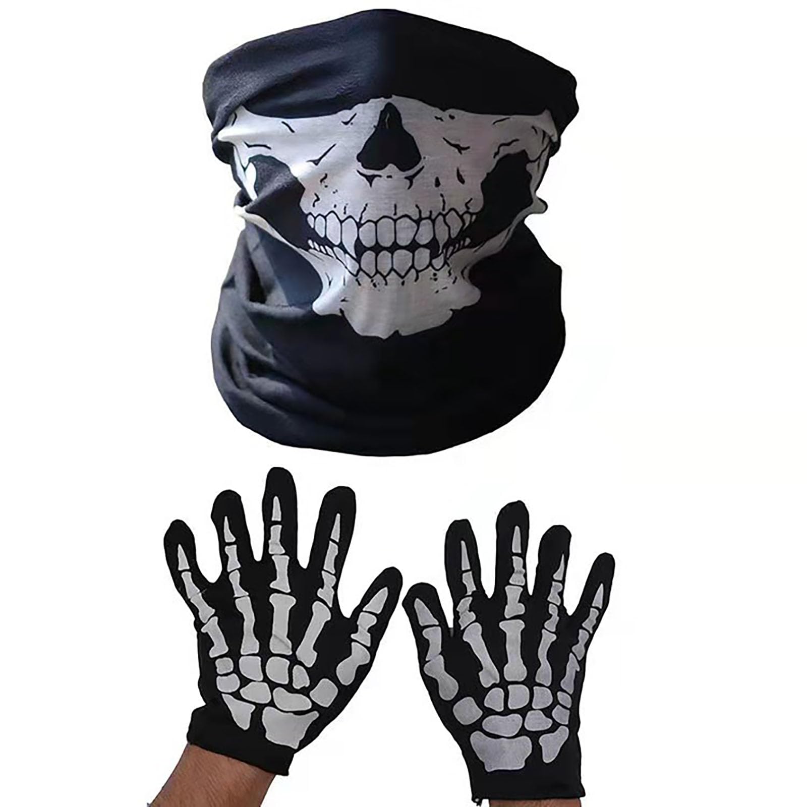 dinghaole 1 works Stunning Black & White Skeleton Gloves,skeleton Mask,Cosplay,Events,Parties,Everyday Use,the Mask Costume,halloween Costume