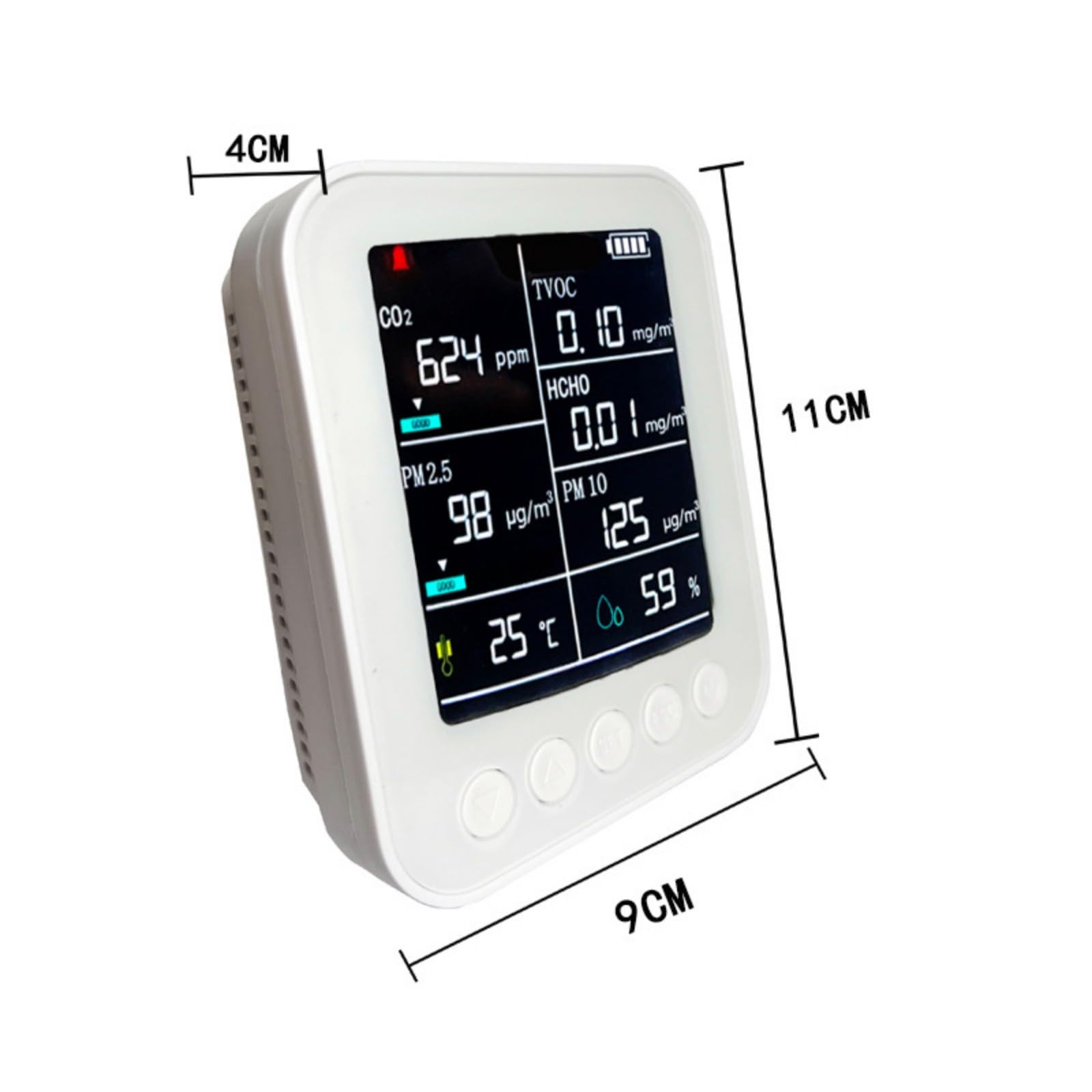 Indoor Air Monitor PM2.5 Formaldehyd Detektoren mit Temperatur für Zuhause Easy Carry Formaldehyd TVOC Detektoren