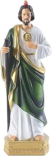 QIANLING 8.5 inch Saint Jude Statue, Religious Resin St Jude Holy Statues, Religious Colored Gift San Judas Tadeo Statue, Suitable for Religious and Believers to Pray at Home, Collect Decor Statues