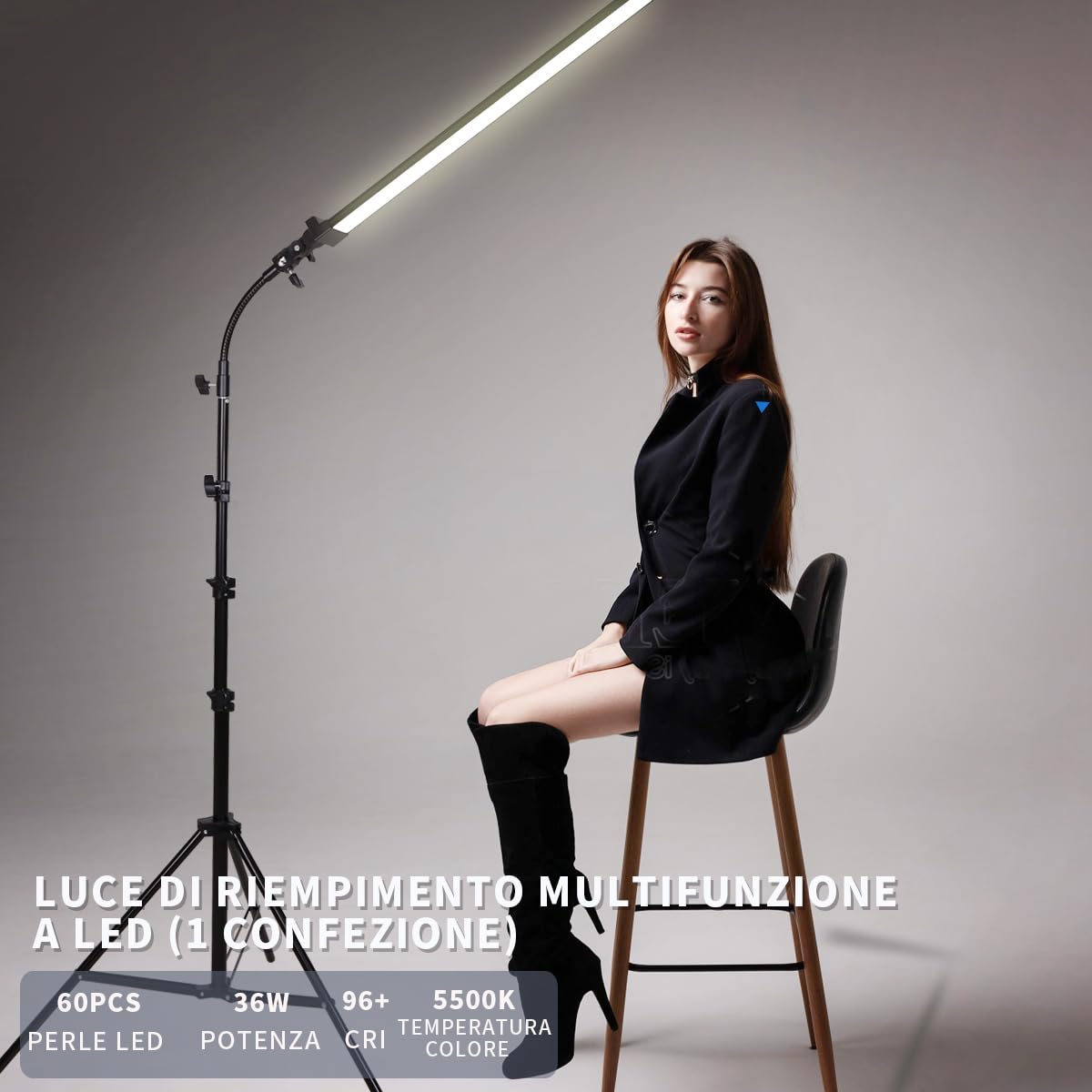Kit di Illuminazione LED da Studio Fotografico con Supporto e Borsa Tubo Morbido per Bellezza, Sopracciglia, Tatuaggio, Trucco, Odontoiatria, Ciglia, Ritratto, Luce per Fotografia Di Prodotto