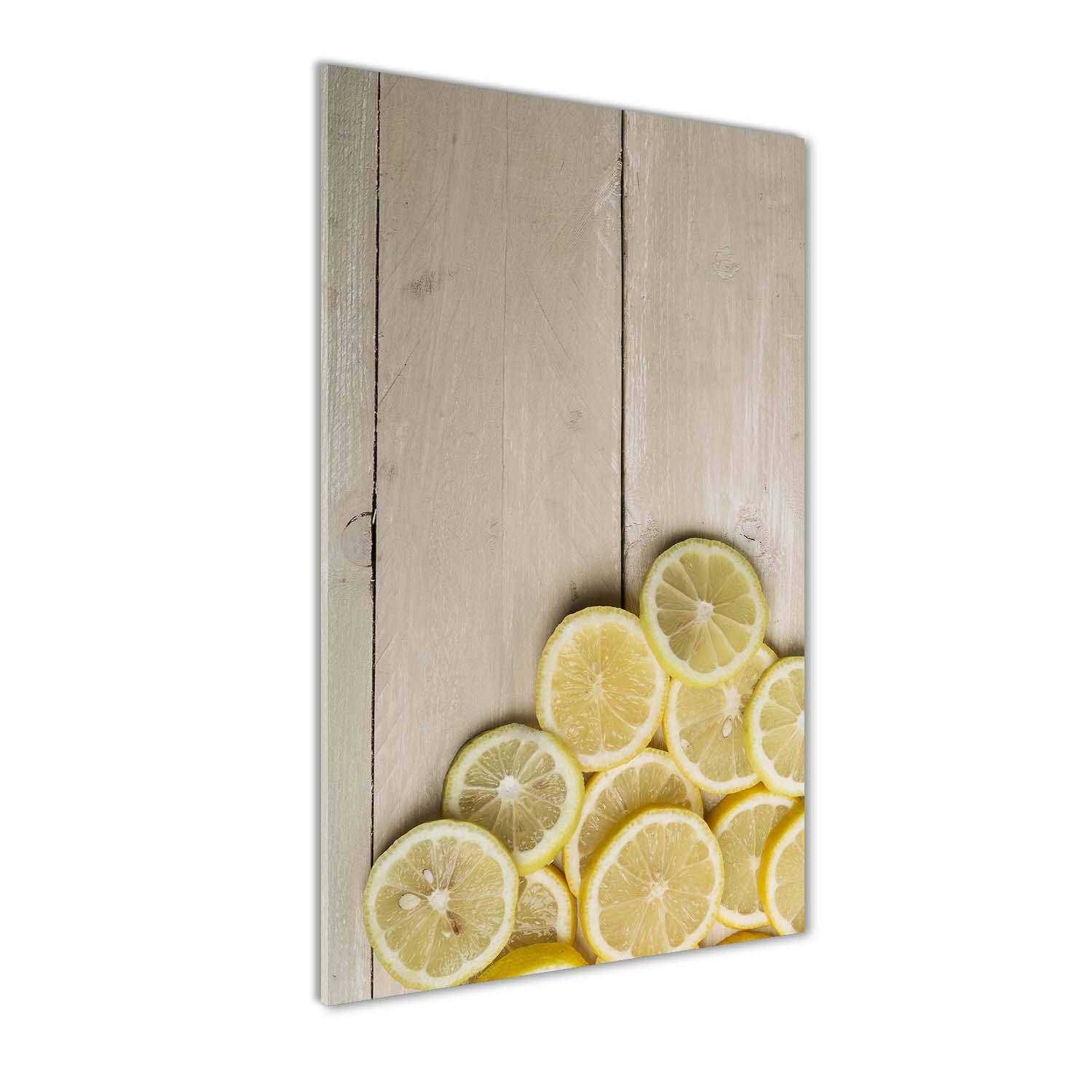 Tableau en verre trempé haut de gamme 70x140cm image citrons jaunes pour salon moderne