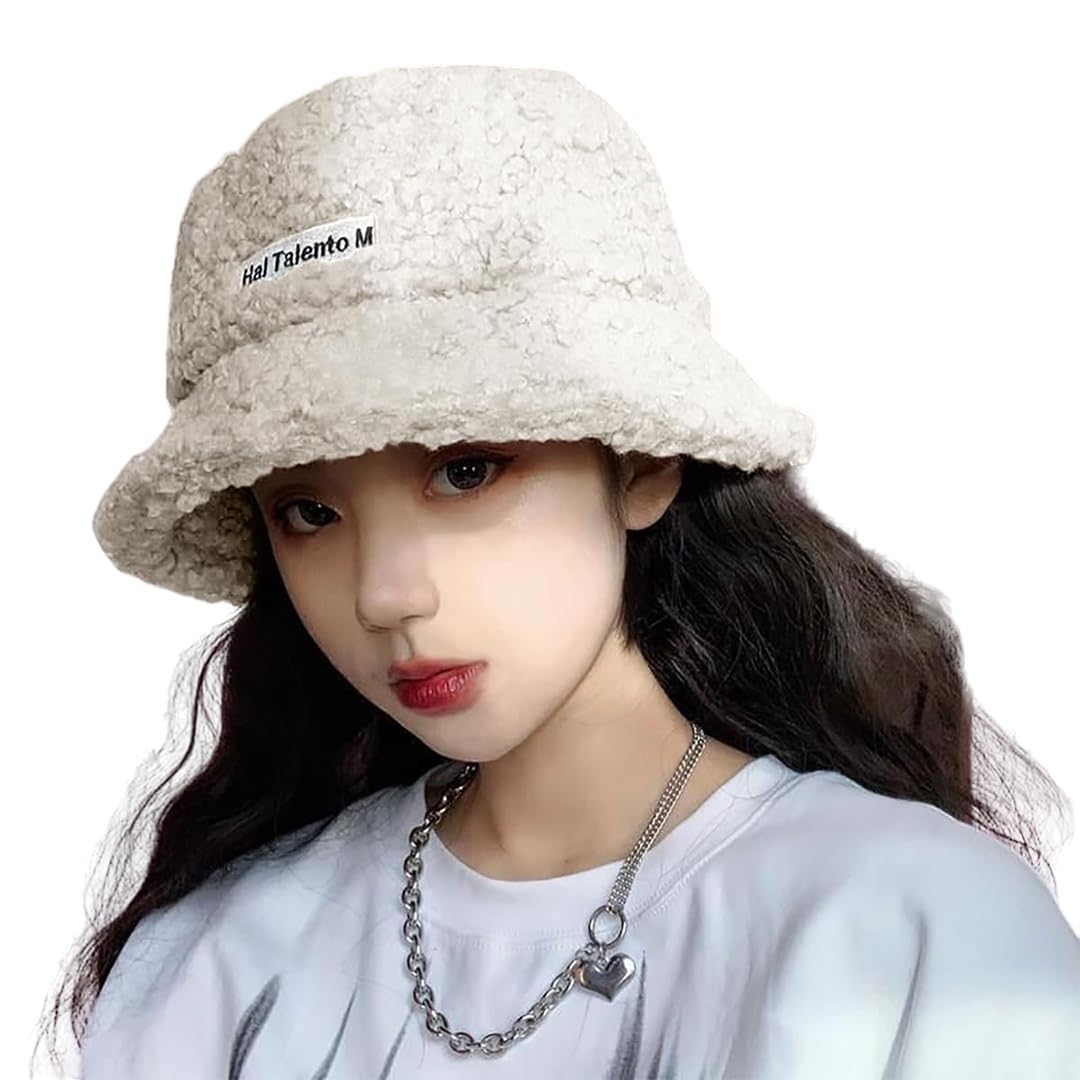 Wool Embroidered Warm Winter Hat for Women Hat Style Bucket-HatFluffy Warm (Above 15Years)-image-15