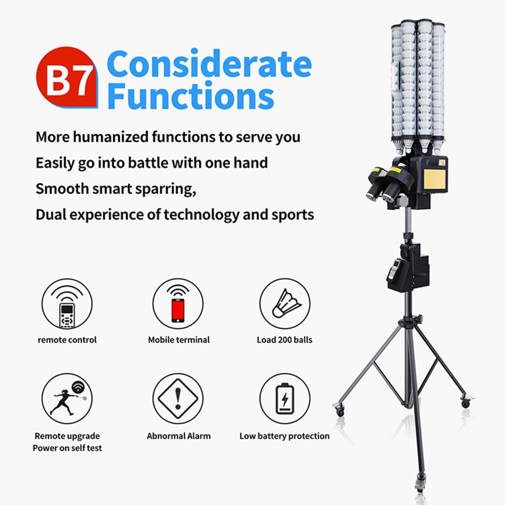 Badminton Shuttlecock Machine Professional Automatic Feeder with Remote Control, Variable Speed & Trajectory, Portable Training Equipment for Club & Home Practice，Perfect for Beginners and Pros Alike