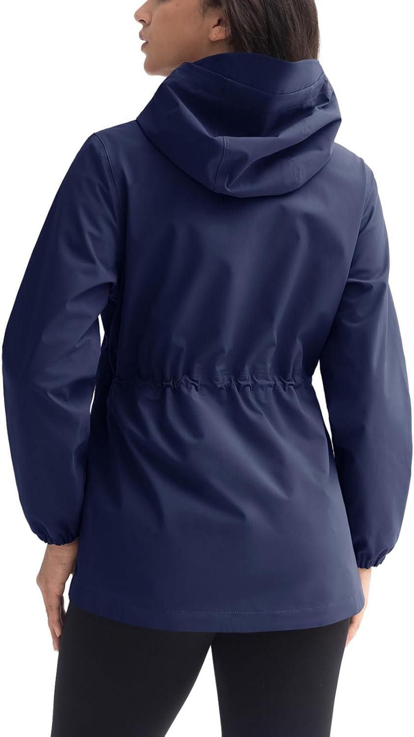 Rdruko Women's Cycling Rain Jacket Waterproof Lightweight Packable Raincoat with Hood Windbreaker for Outdoor Travel Hiking - Image 2