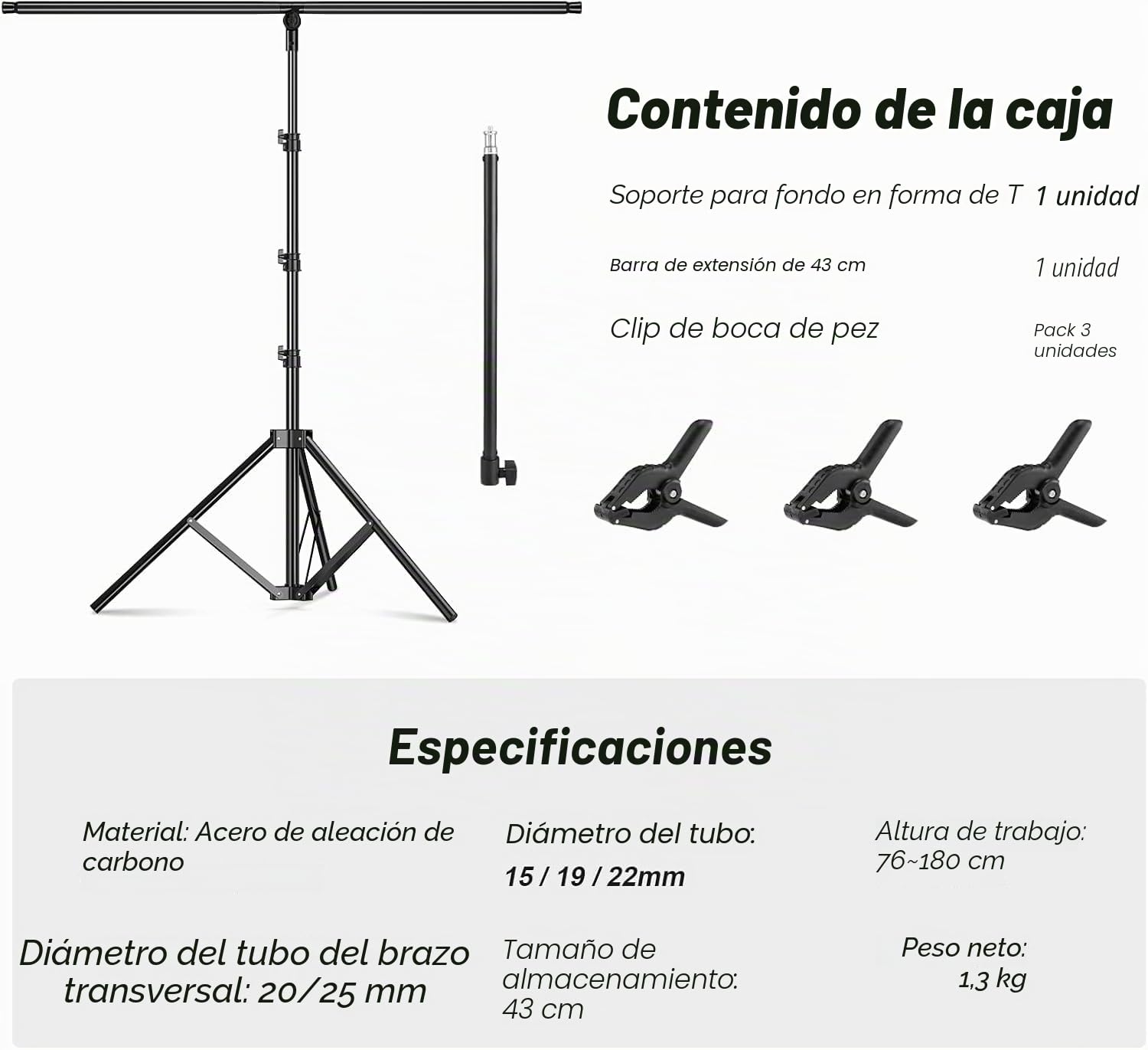 soonpho T Shape Soporte de Fondo Soporte de Fondo, 1.80x1.40m Soporte de Fondo de Foto para Estudio Foto Video Fotografía Retrato