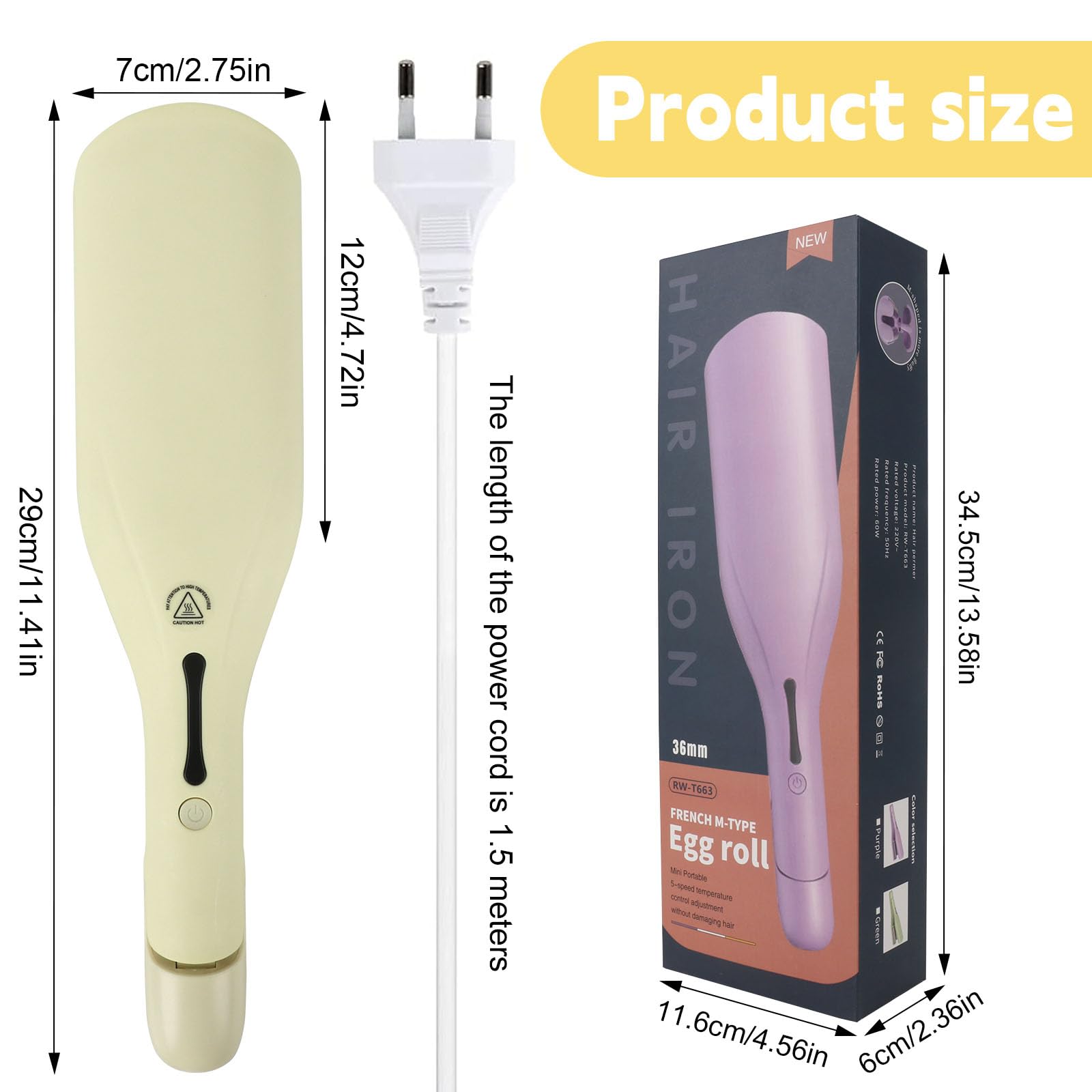 Fer à Onduler, 36mm Fer a Onduler Cheveux, Fers à Onduler Style Ondulé Avec 5 Températures Réglables, Mermaid Waves, En Forme De V Friseur Cheveux, Fers à Onduler Pour Cheveux Longs Et Courts