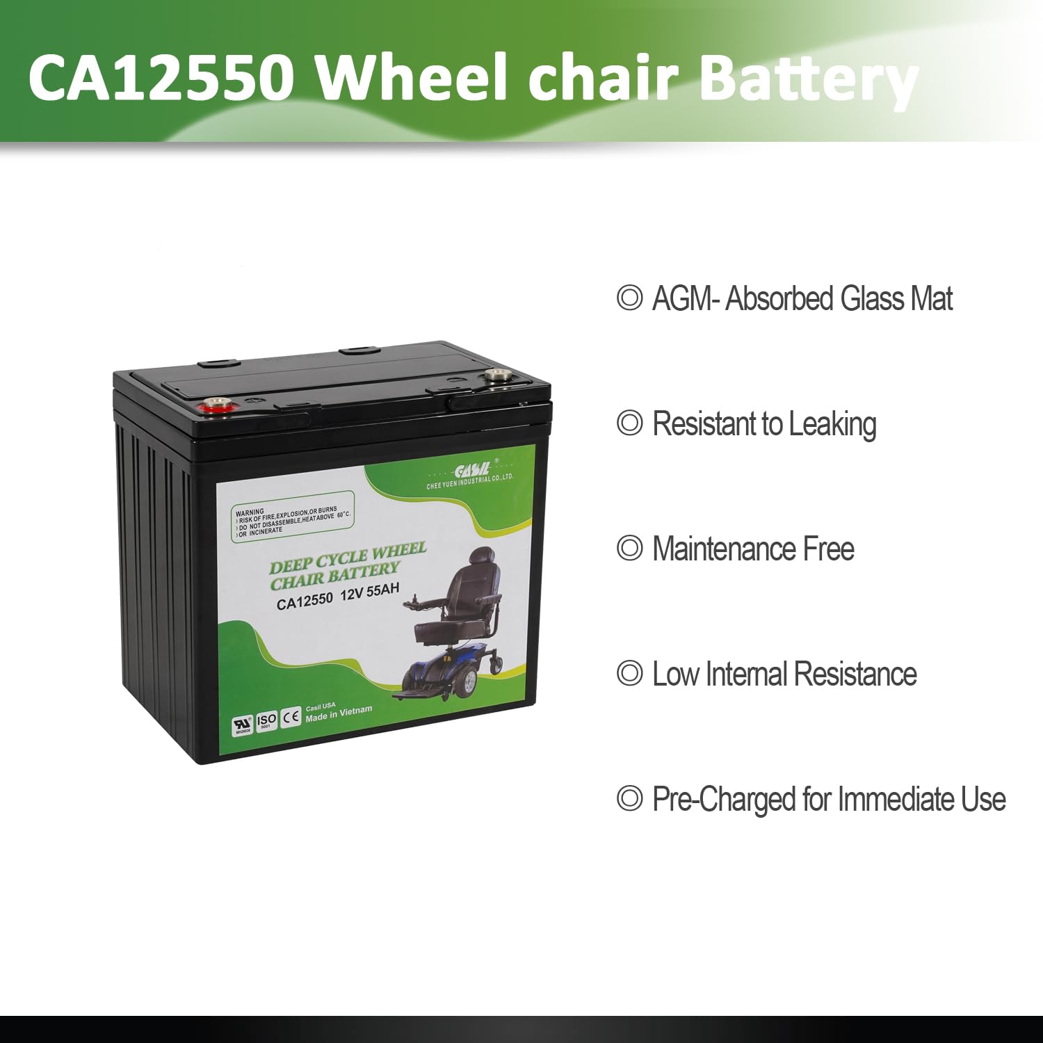 Mighty Max Battery  Group 22NF  12V 55AH INTERNAL THREAD TERMINAL Rechargeable Sealed Lead Acid 12550 Backup Power Batteries