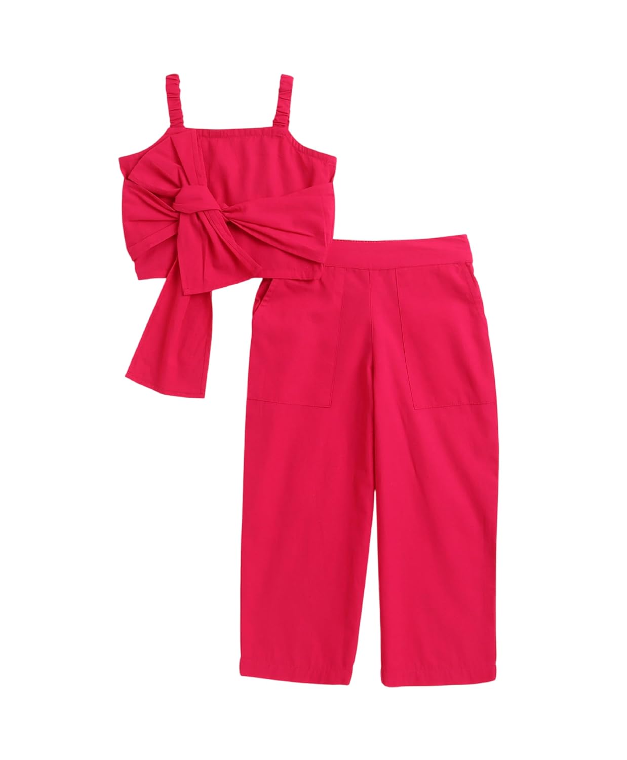 The Magic Wand Cotton Woven Co-ord Set For Kids Girls, Solid Sleeveless Statement Front Bow Top & Palazzo Stylish Clothing... - Review, Price and Buying Guide