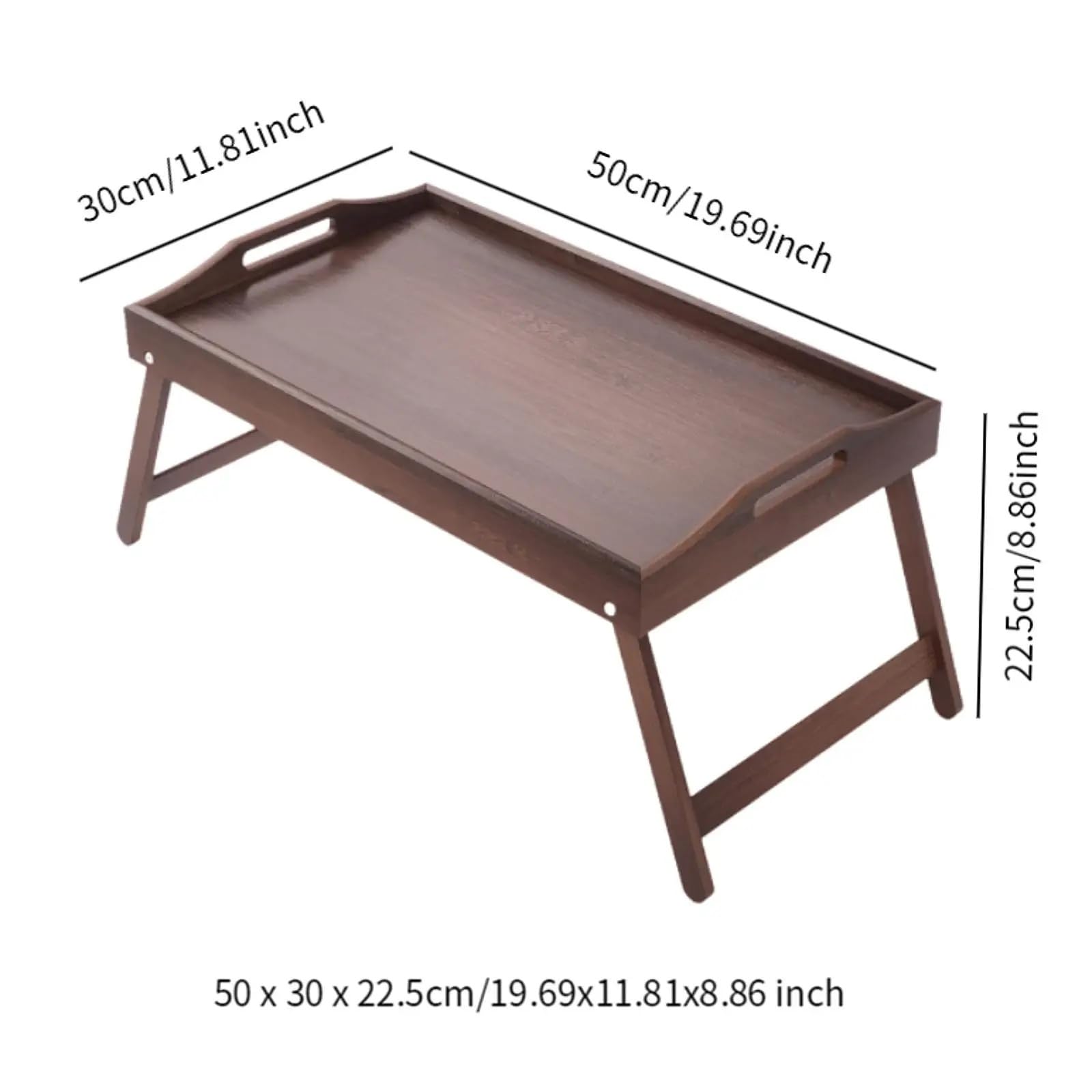 Plateau de lit pliable en bois avec poignée – Plateau de service multifonction pour canapé et chambre à coucher – Idéal pour un usage domestique (marron)