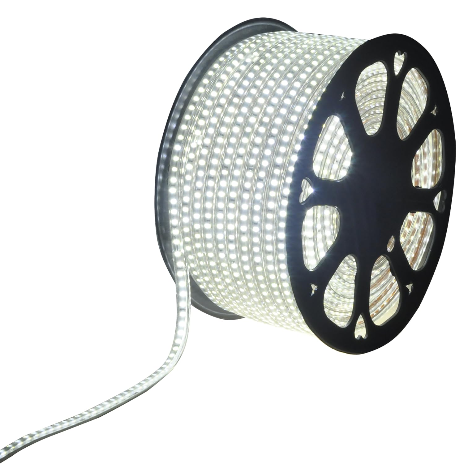 Striscia LED ad alta tensione bianca da 50 metri e 8 mm di larghezza. Ideale per illuminare ampi spazi, facile da installare e ad alta efficienza energetica per una luminosità costante e duratura.