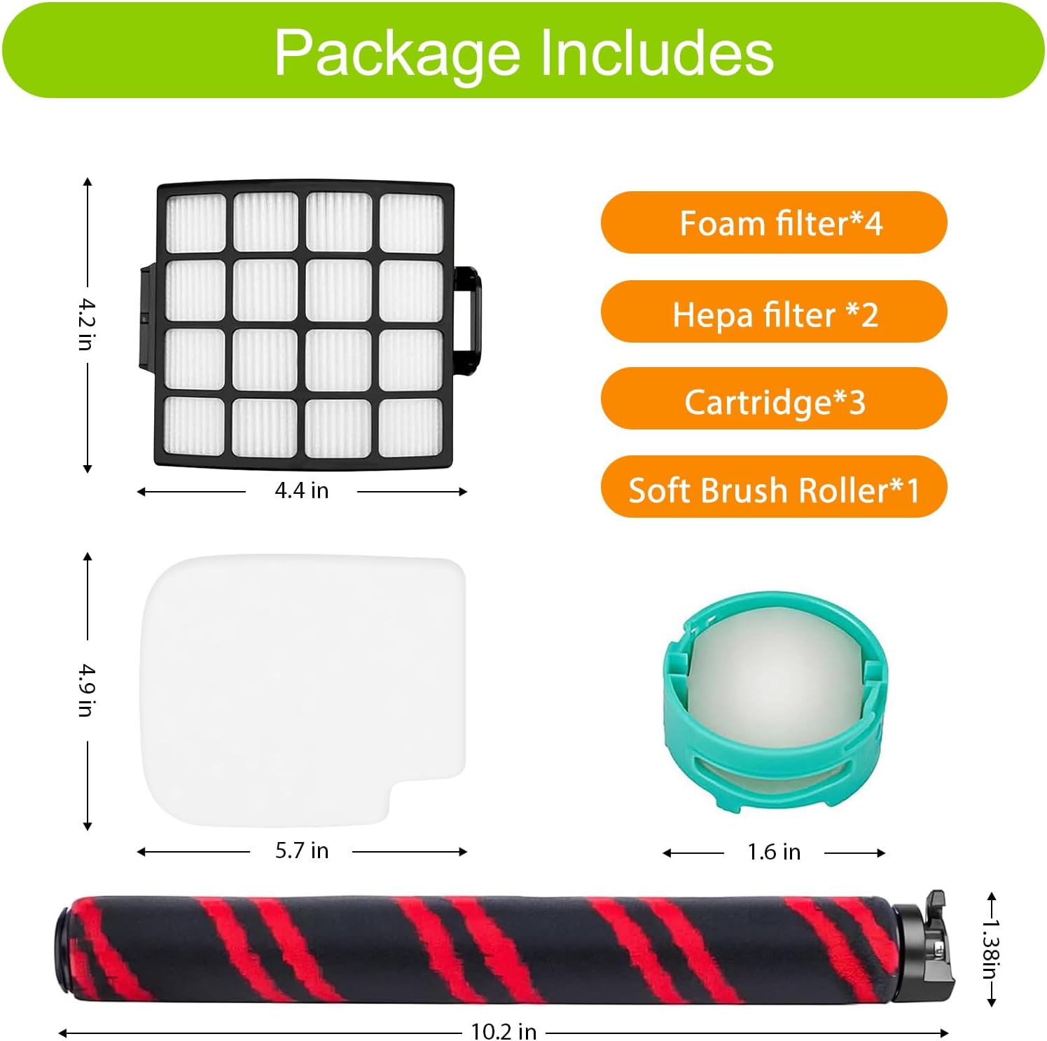 AZ3002 Replacement Brush Roll Filters and Odor neutralizer cartridge for Shark AZ3002 AZ3000 AZ3000W Stratos Duo Clean PowerFins Upright Vacuumm, Part XHFAZ3000 XFFKAZ3000 and 1541FC3000