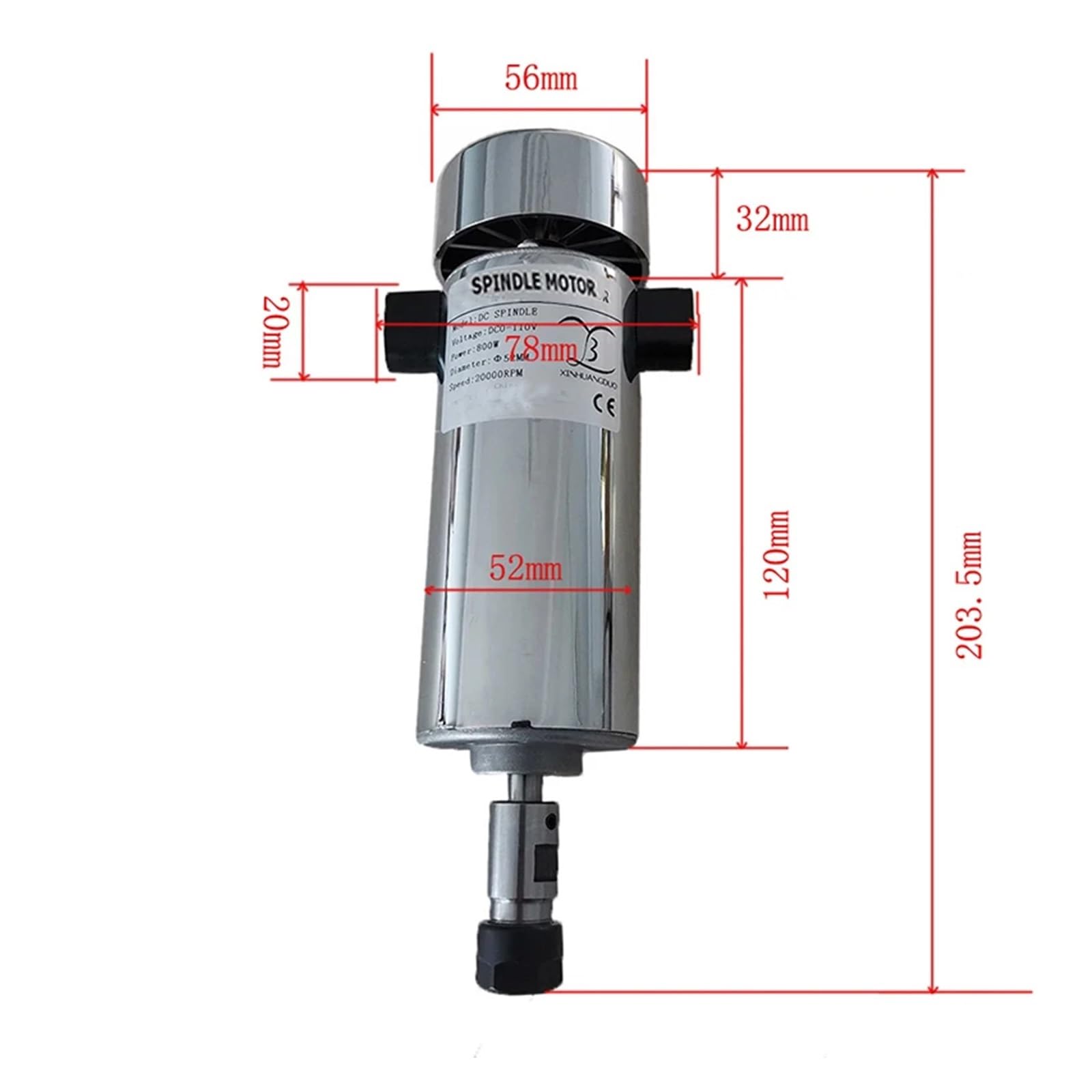 Motore Mandrino CNC 800W ER16 Raffreddato ad Aria 20000RPM con Regolatore di Velocità