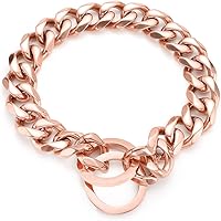 Vista 10 de Collar de Cadena de Perro de Oro Rosa 11mm/15mm/19mm de Acero Inoxidable Cadena de Eslabones Cubanos para Perros Pequeños, Medianos y Grandes