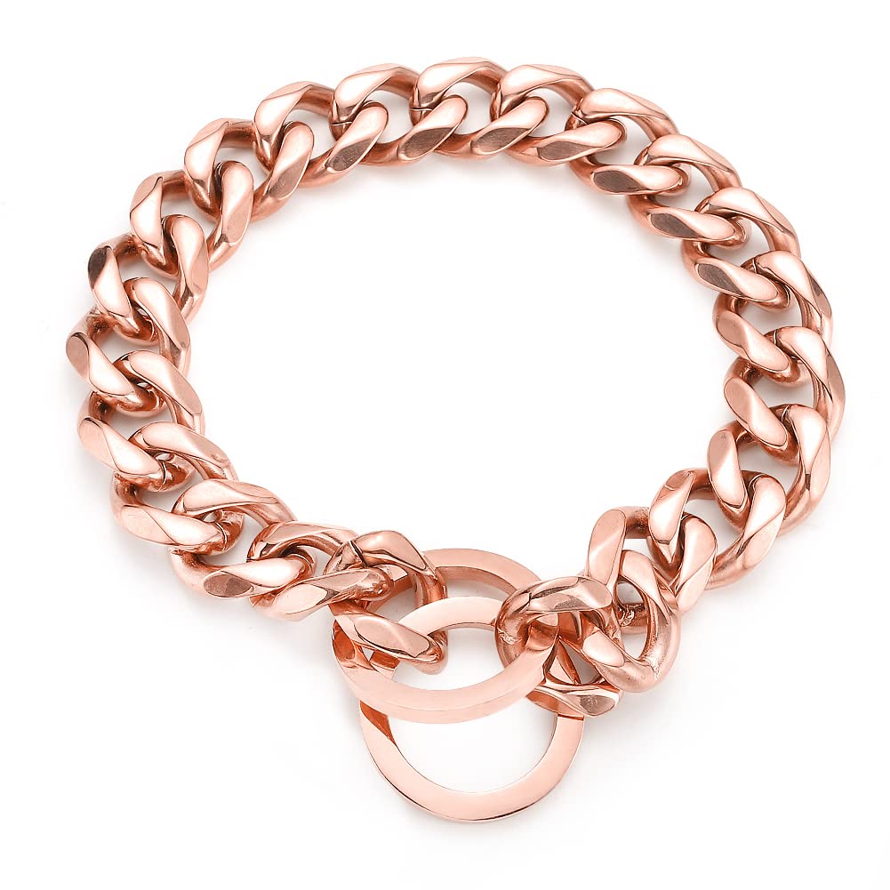 Collier pour chien de petite moyenne et grande taille acier or rose