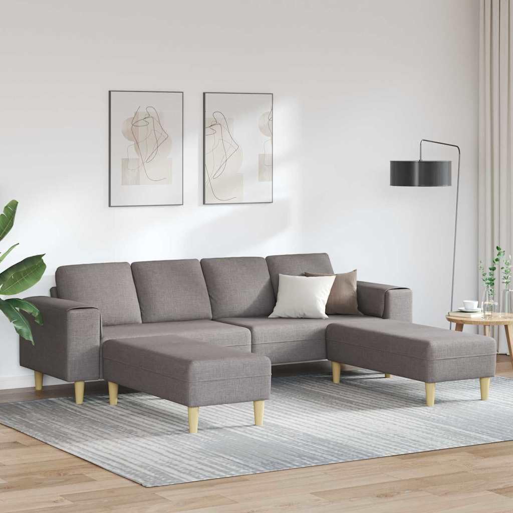 4-Sitzer Taupe Sofa Stoff Atmungsaktiv Modern 208 cm breit Konische Beine für Wohnzimmer Büro und Chill-Ecke