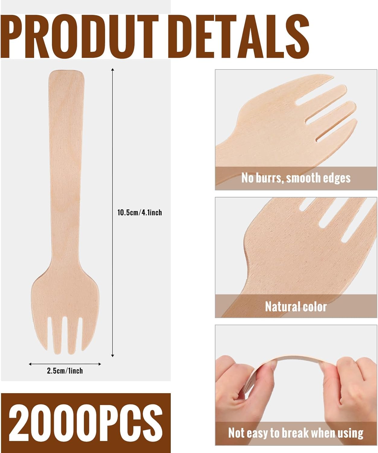 Gerrii 2000 Pcs Mini Wooden Spork 4 Inch Bulk Disposable Fork Spoon Wooden Disposable Utensils Birch Mini Forks 2 in 1 Utensil for Home Party Picnic Barbecue Dessert Appetizers Cocktails