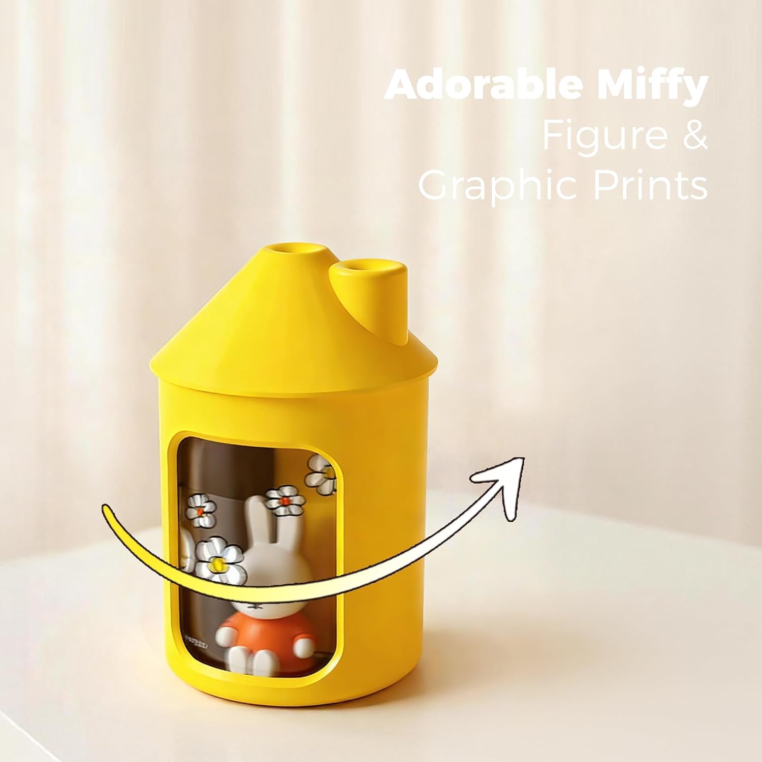 Mipow X Miffy Double Spray Humidifier 2.0 Smart App-Control RGB LED, Mini Cute Humidifier with Night Light, 500ml for Bedroom, Nursery/Office - Yellow