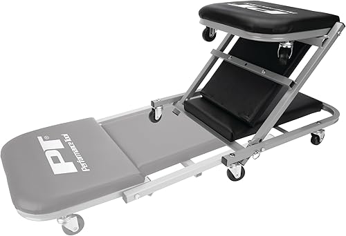 Miniatura 9 de Performance Tool W85018 - Asiento plegable de 40 pulgadas, silla de garaje ajustable todo en uno, acostarse o sentarse, capacidad de 330 libras