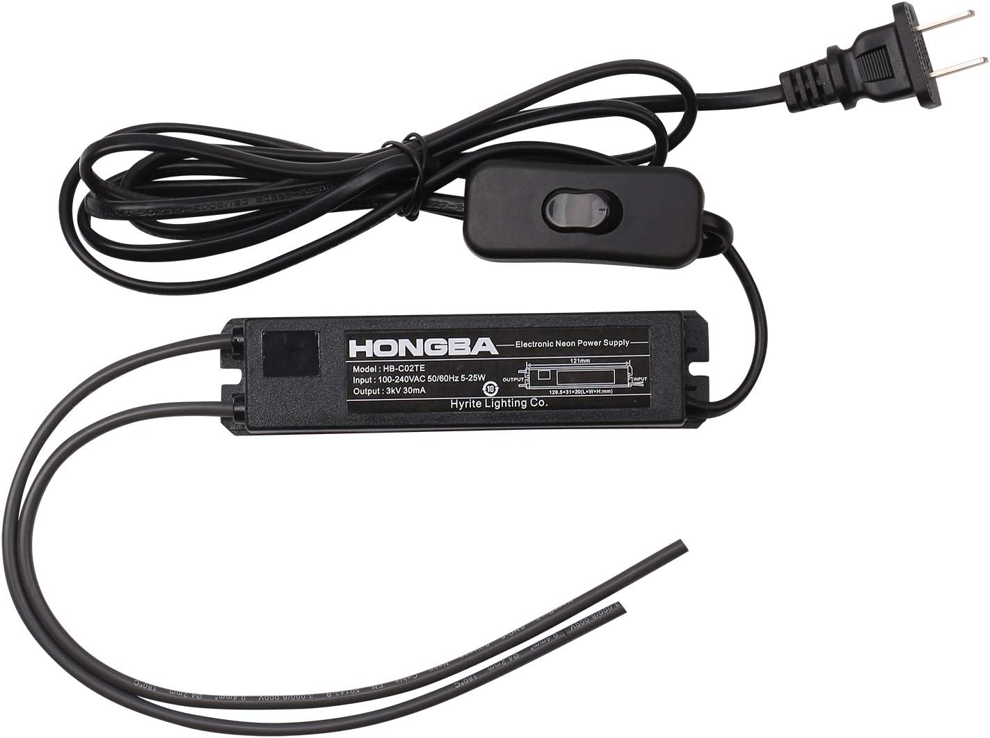 HB-C02TE 3KV Power Supply for Glass Neon Sign Light Electronic Neon Signs Lights Transformer with Black Plug