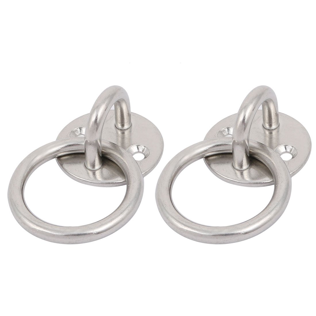 Aexit 2pcs 316 Home Hardware Stainless Steel 6mm Thick Round Sail Shade Pad Eye Plate w Ring Welded Model:72as49qo88