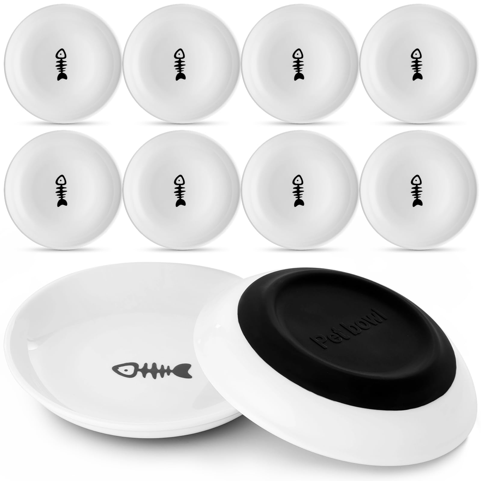 Dorakitten Ceramic Cat Bowls 10-Pack