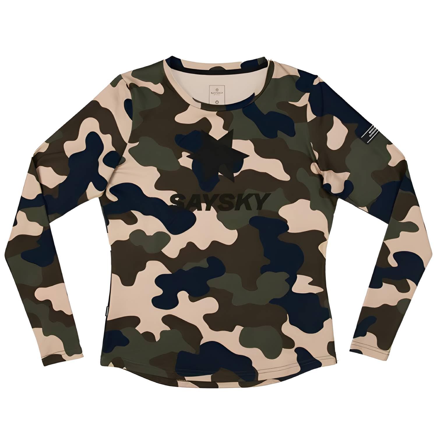 Saysky Women's Green Camo Blaze Long Sleeve Running Top - L
