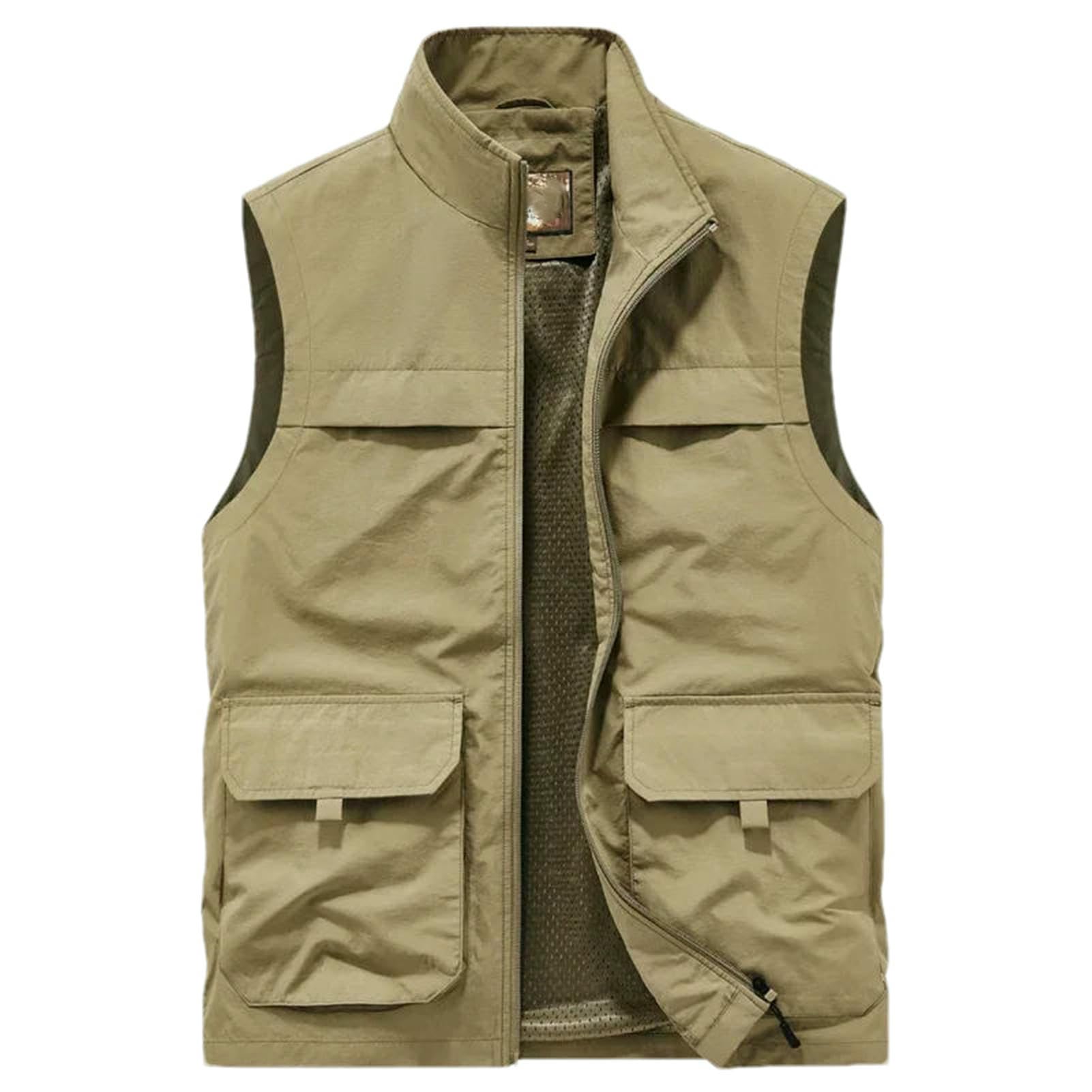 Chaleco softshell para hombre en color khaki talla 3xl con cremallera 5
