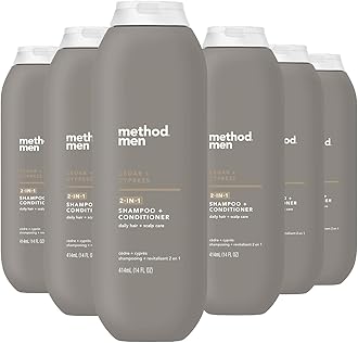 Men 2-in-1 Shampoo + Conditioner; Cedar + Cypress; Pack Of 6; Cedar & Cypress; 6 Count