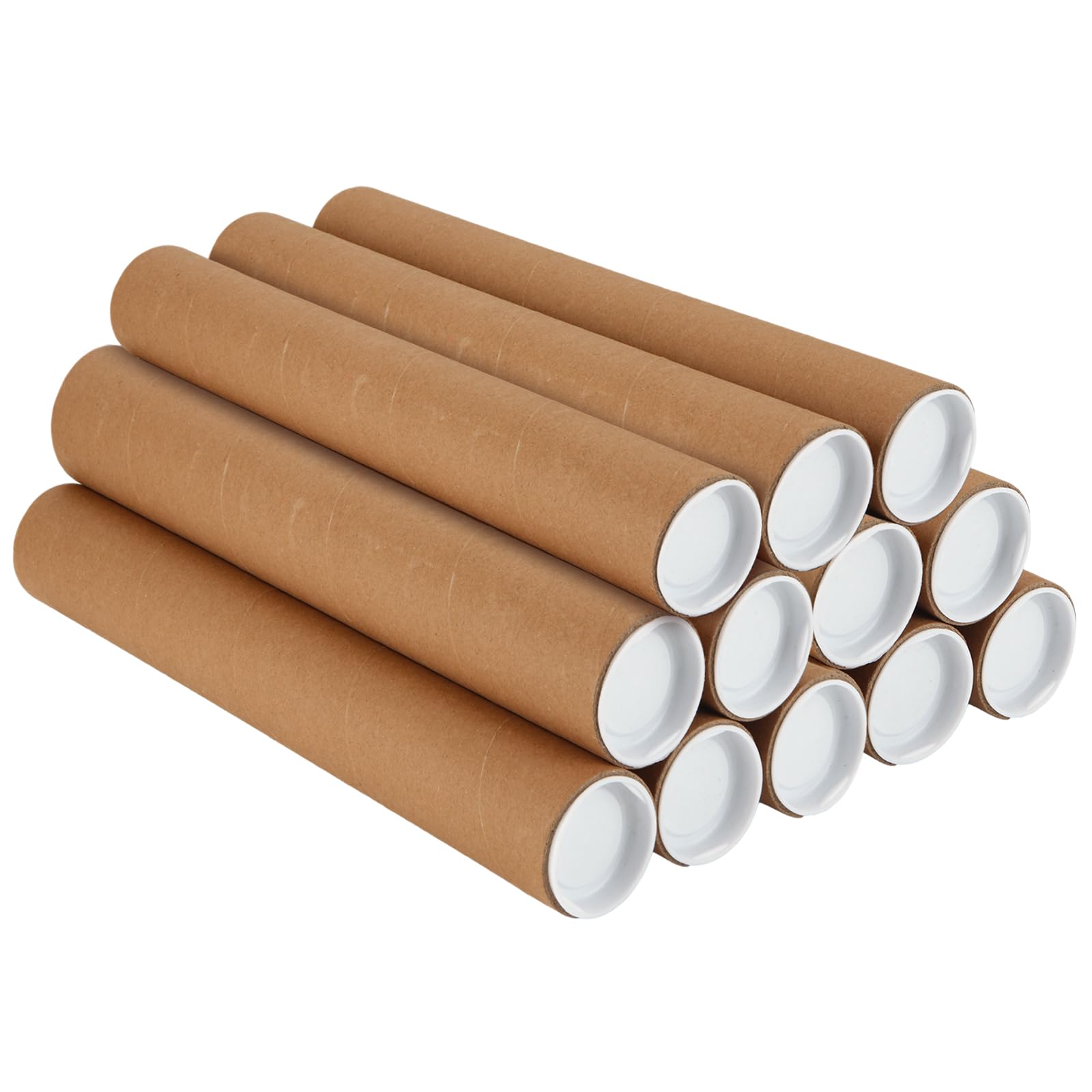 Versandtaschen aus Karton, 5,1 x 40,6 cm, mit Kappen, Versandrollen aus Karton, Kraftpapier-Versandtaschen für Versand, Verpackung, Kunstdrucke, Karten, Blaudruck, 12 Stück