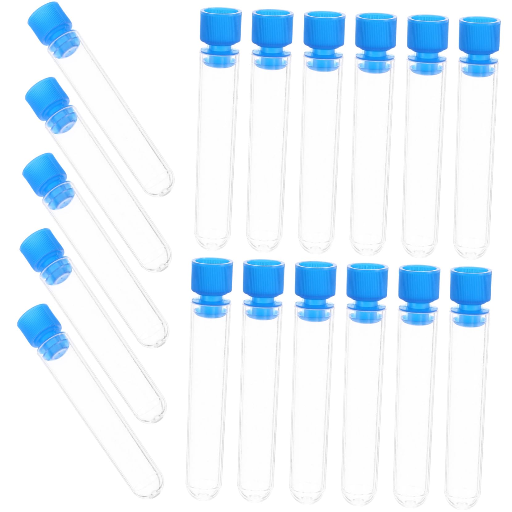 SOLUSTRE 50pc Plastic Lab Test Tubes 12x60mm Caps Visualize Experiment Changes for Scientific Studies