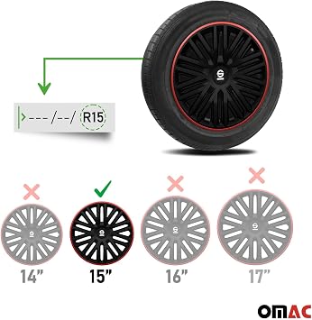 Sparco Wheel Covers Bergamo - 15-inch - Black/Red - Set of 4 pieces