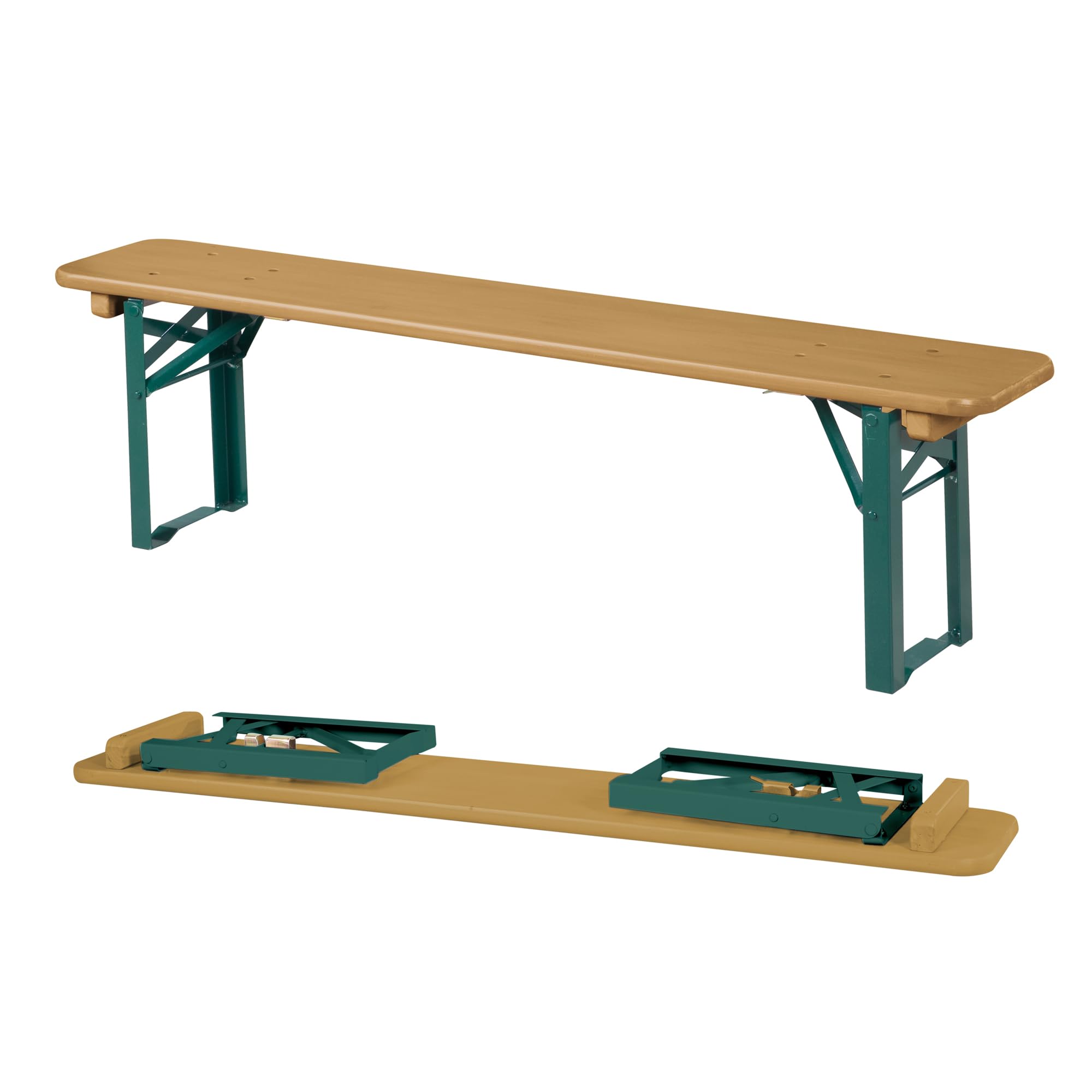 roba Set Tavolo + 2 Panche con Schienale per Bambini - per Giardino, Terrazzo, Aria Aperta - Pieghevole - Salvaspazio - con Angoli Arrotondati - da 24 Mesi - Legno Laccato in Teak