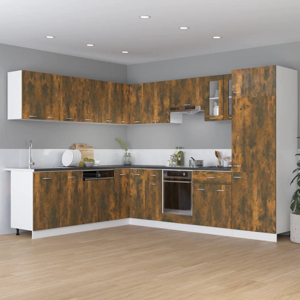 Práctico armario para frigorífico con superficie lisa y líneas limpias: armario de pared moderno con estante para cocina y diseño minimalista y espacio en efecto ahumado