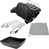 Vista 9 de TCMT 10.7 pulgadas Chopped Tour Pack Baúl Wrap-Around Backrest Portaequipajes Placa base Solo Rack Ajuste Para Harley Tour Pak Touring CVO Road King