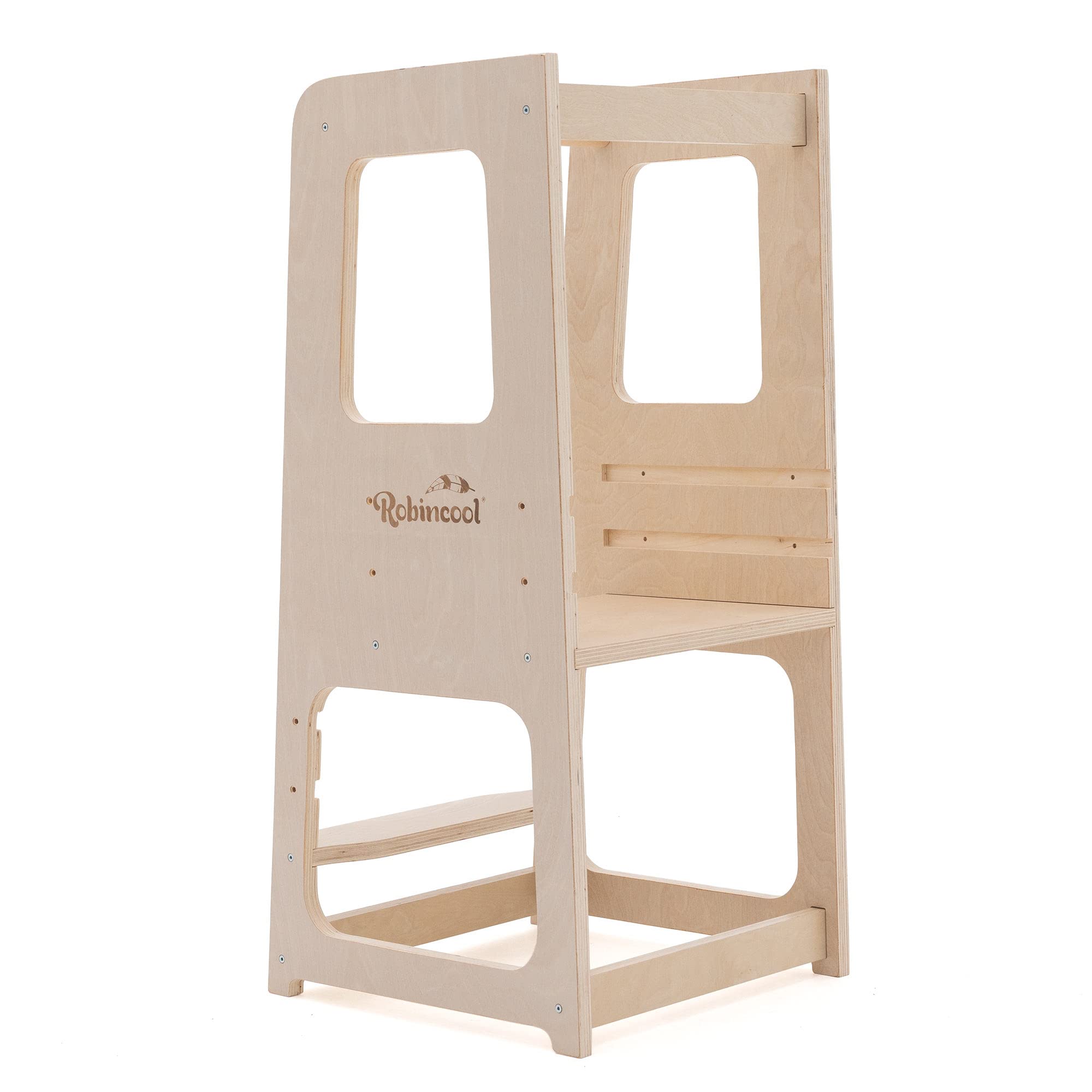 TORRE DE APRENDIZAJE MONTESSORI DE ECO MADERA "EVOLUTIVE" CON ALTURA AJUSTABLE Y BARRA DE SEGURIDAD 40 X 44 X 90 CM Cuidado personal y salud