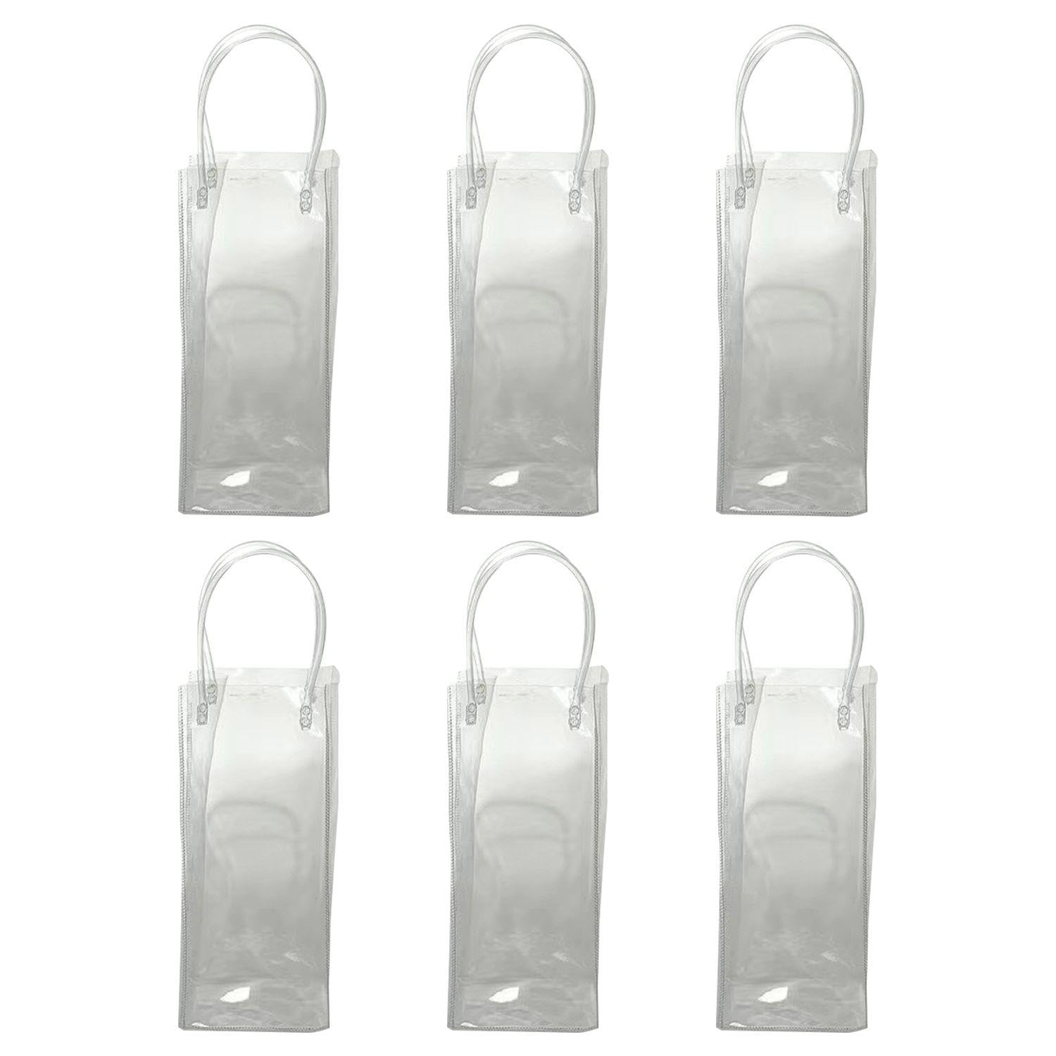 Sac De Refroidisseur à Vin Transparent En PVC PVC Portable Bottle Refroidisher Sac 9.8x3,9 Pouces Champagne Sac De Champagne Avec Poignée Pour La Bière Party Outdoor 10pcs