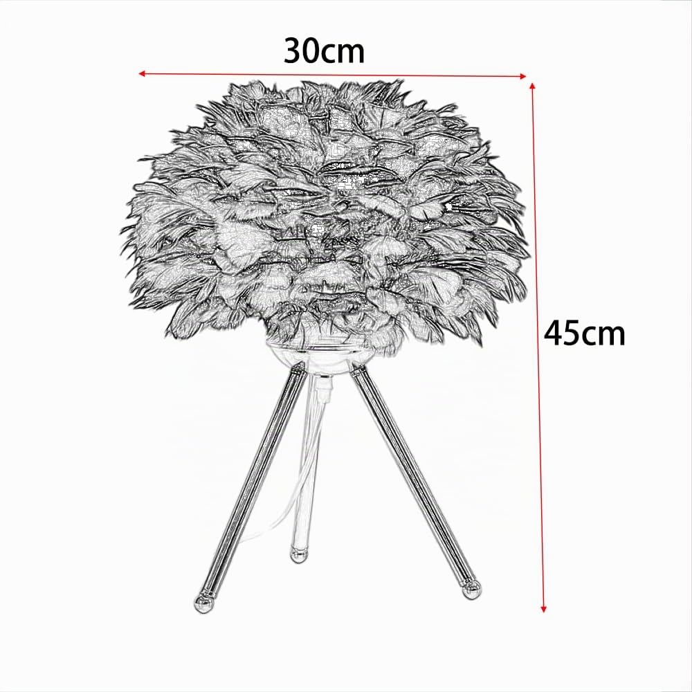 XINYASEE Lampe de Table,lampe de chevet en Plumes d'oie, Douille E27,Corps de lampe à support métallique, 5 couleurs disponibles, Abat-jour en plume d'oie, Lampes de Bureau Design Moderne (Blanc)