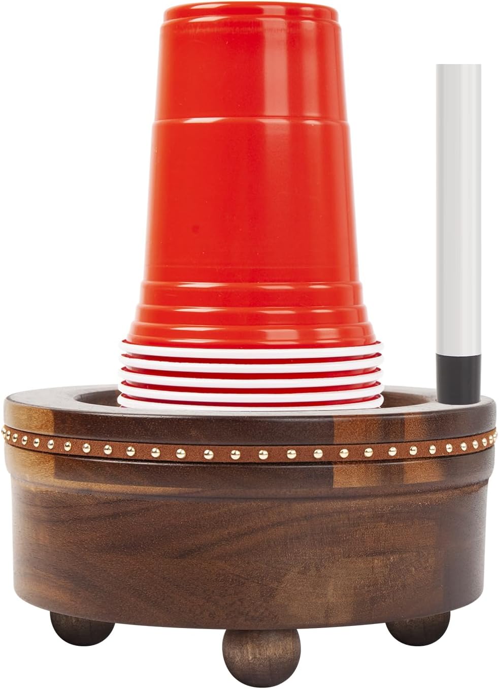 Acacia Wood Cup Holder with Marker Slot - Mark Your Cup and Drink Up, Disposable Cup Holder, Paper Cup Dispenser for Party Decoration Kitchen Bathroom