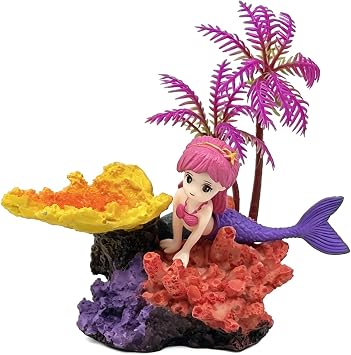 Aquarium Decor Fish Tank Decorations Resin Coral Ornament, Small Mermaid Aquarium Accessories Hideout for Betta Shrimp Goldfish, Artificial Reef Fish Tank Accessories Decorations