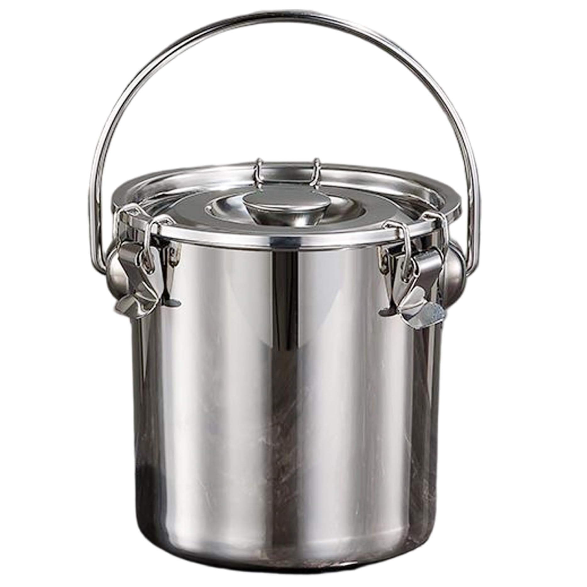 Seau en acier inoxydable 3L avec couvercle hermétique et pince de verrouillage pour cuisine