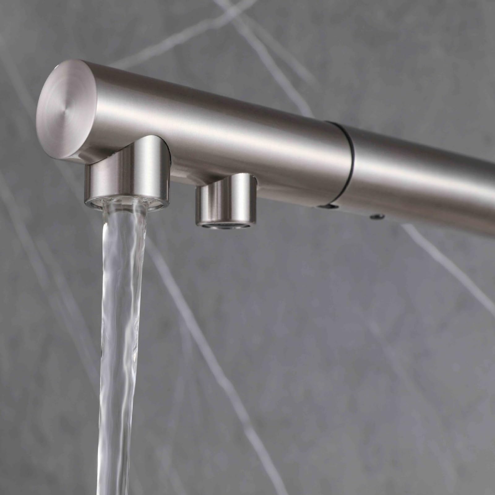 Grifo Osmosis Extraible Grifo Cocina Acero Inoxidable con 2 Salidas Grifo de Cocina Fregadero con Osmosis Mezclador Agua Fría y Caliente