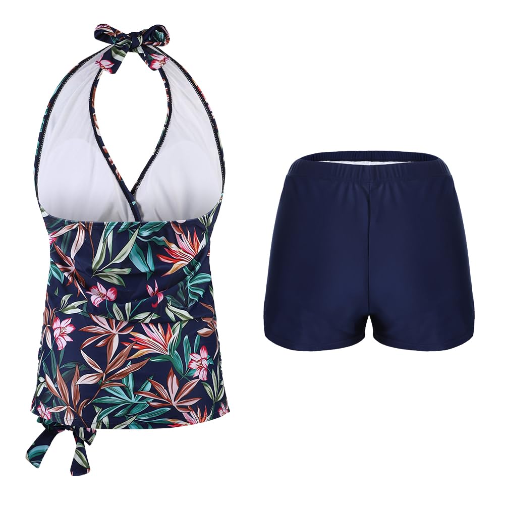 LONTG Umstandsbadeanzug Tankini Schwangerschaft Neckholder V Ausschnitt Zweiteiler Schwimmanzug