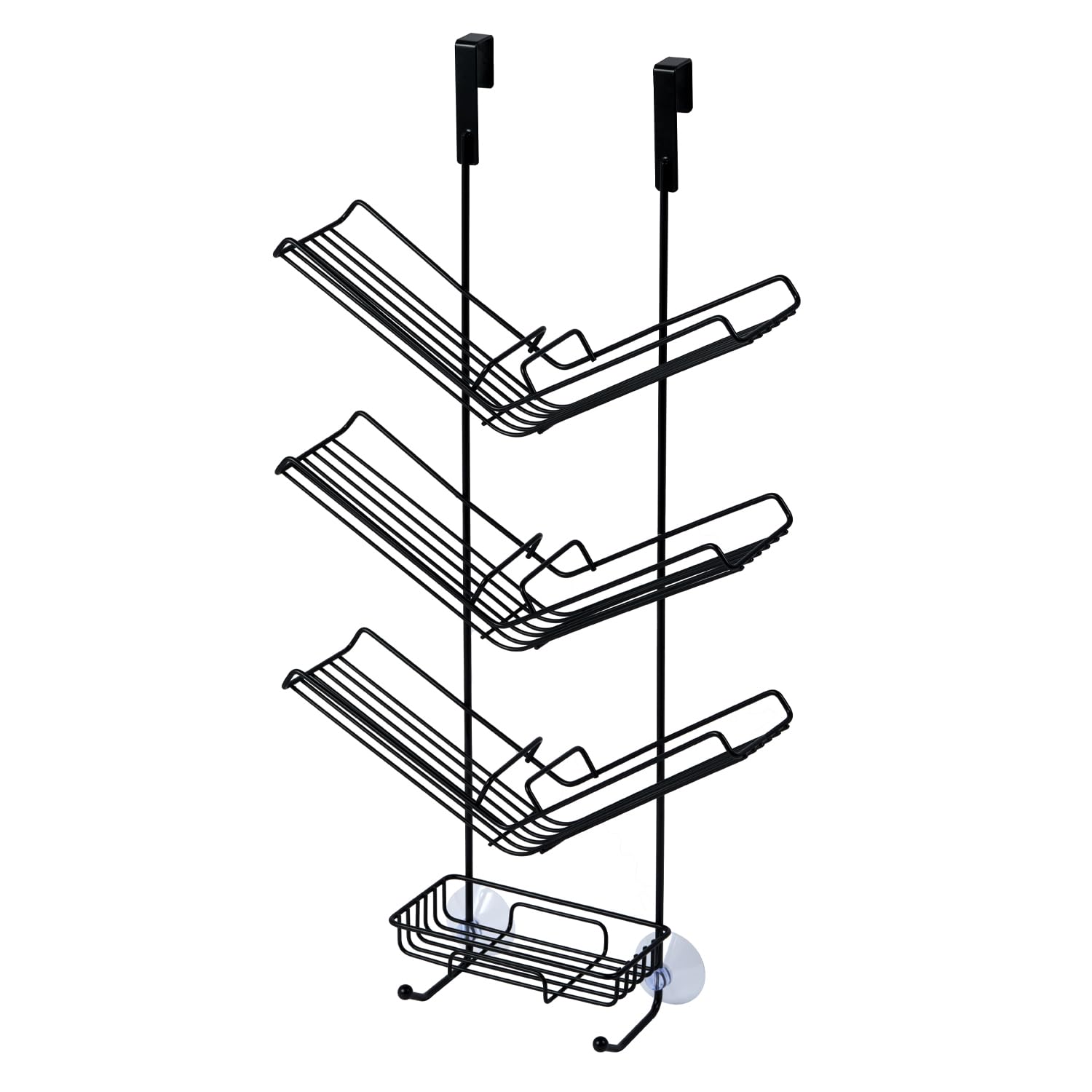 Showerdrape Black Hanging Over Door Screen Shower Caddy Rack Storage Bathroom Tidy Hook Modern, Atrium