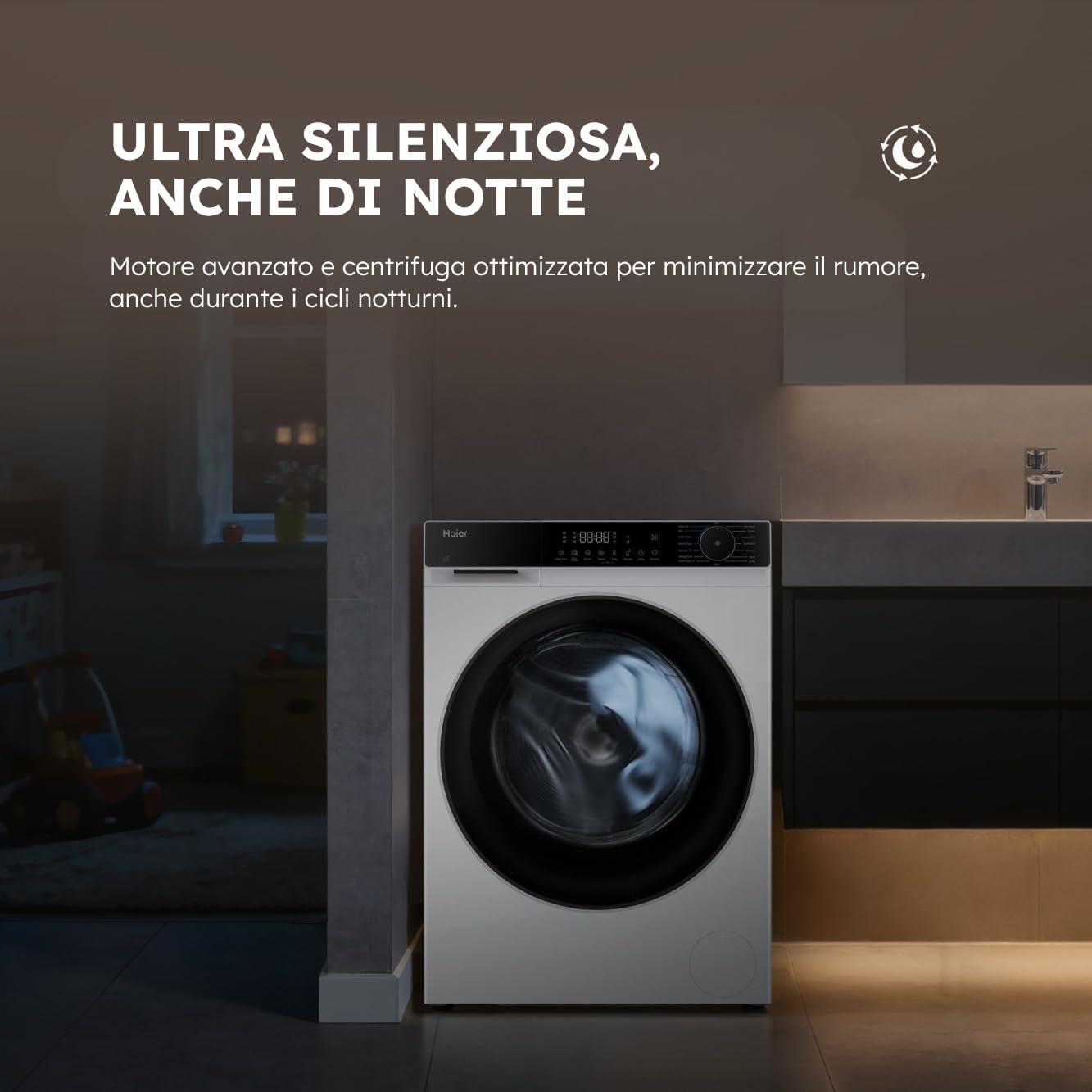 Haier X Serie 5 Lavatrice 12 Kg, Libera Installazione, Carica Frontale, Classe A-30%, 1400 Giri, Smart AI Cycle, Ciclo Refresh a Vapore, Wi-Fi con App hOn, 85x60x66 cm, Bianca – HW120-BP14357UIT