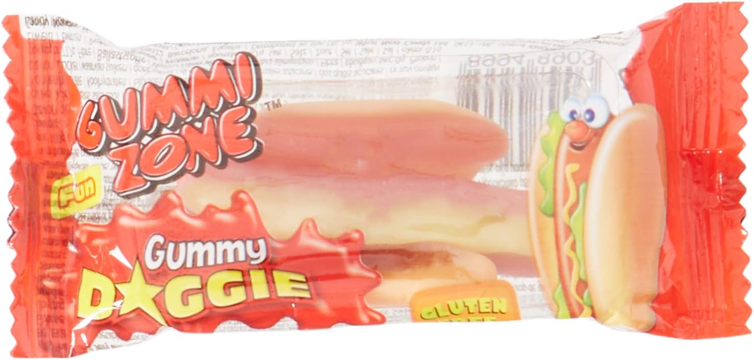 Mini Doggie Hot Dog Gummi Zone Candy Sweets 9g (Pack of 60)